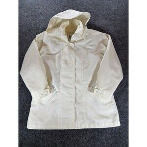 VTG London Fog Hooded Parka Jacket White USA Made 60s 70s 8 Reg. Snap Buttons